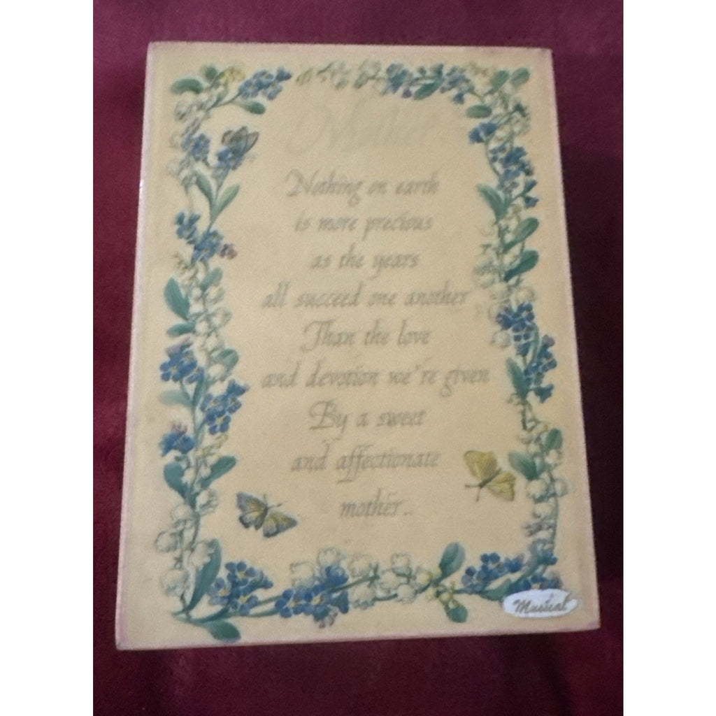 1991 Summit Wood Music Box Mothers Poem Swiss Movement Plays Lara's Theme