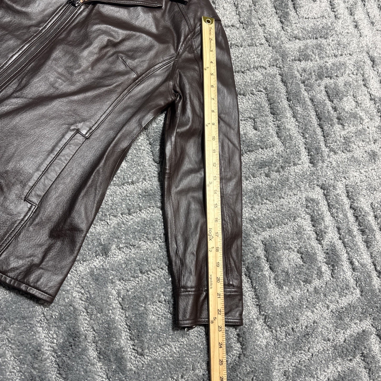 Denim & Co D&CO Leather Ladies Brown Motorcycle Jacket, Size S Style A201535,