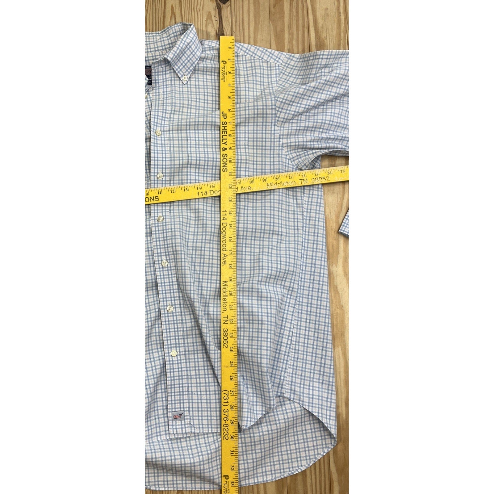 Vineyard Vines Classic Fit Murray Shirt Mens Large Blue White Check Long Sleeve