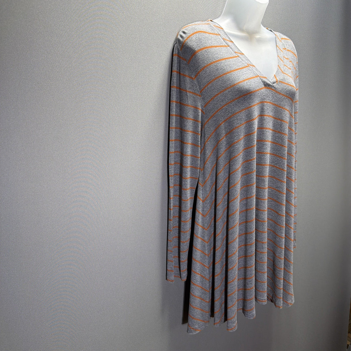 Matilda Jane Wind Song Tee Tunic Top Grey Orange Striped Size Large