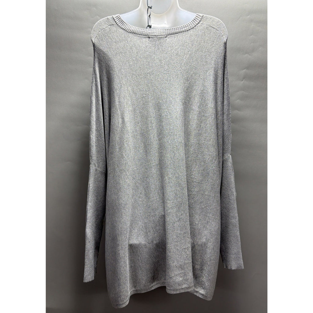 NWT RXB Womens M Light Gray Heather Oversized V Neck Dolman Sweater Poncho