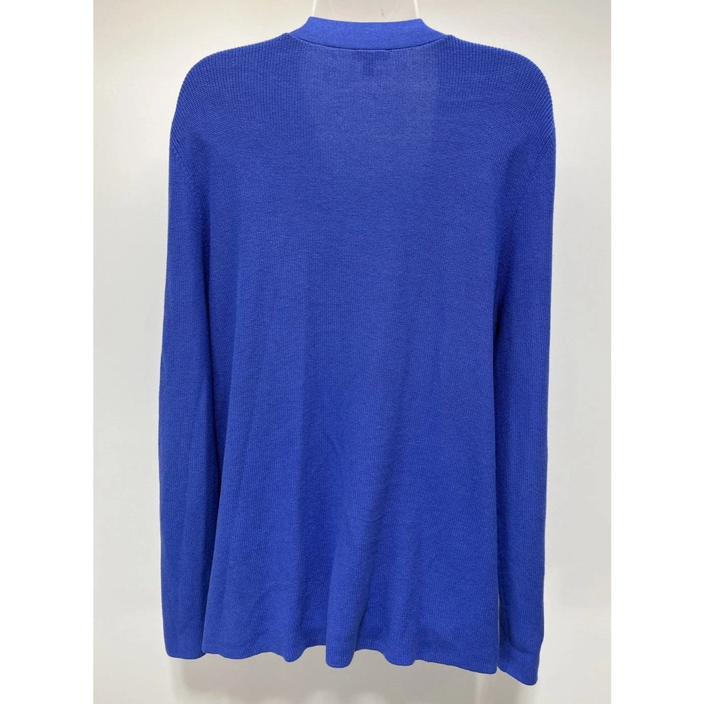 Talbots Plus Royal Blue V neck Button Front Cardigan LS Size XL