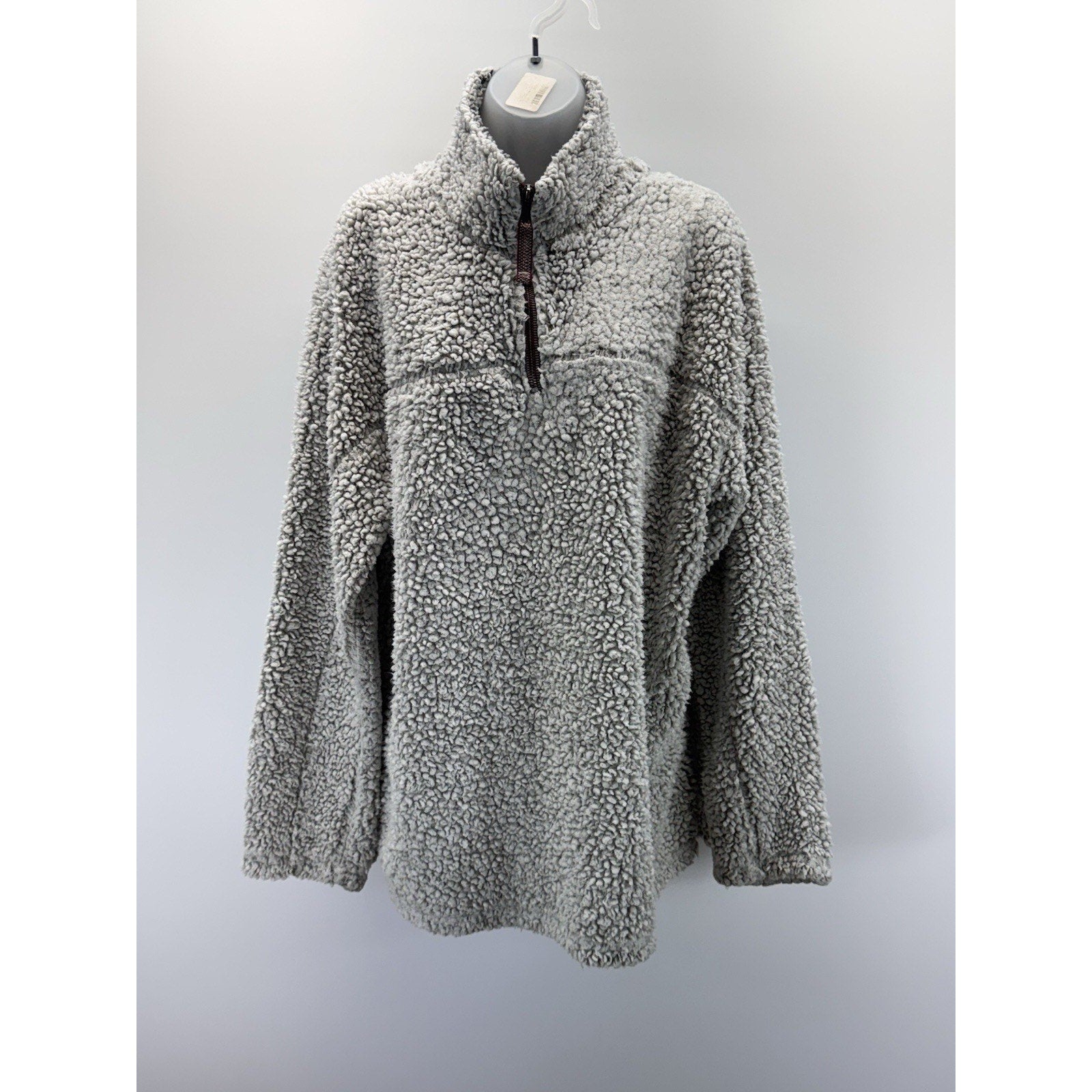 True Grit Sherpa Quarter Zip Gray Pullover Zig Zag Zipper Size XL