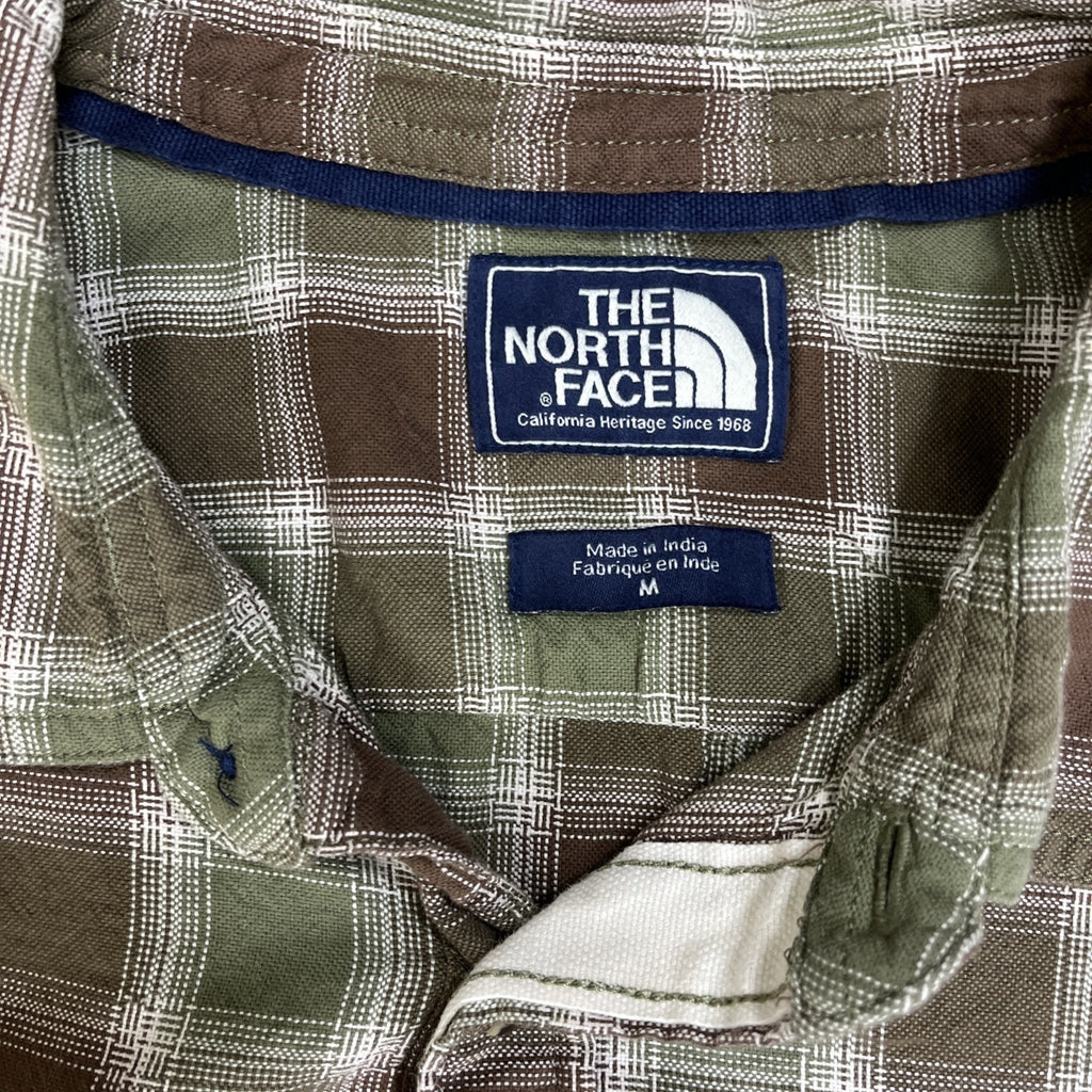The North Face Men's M Medium Green Brown Plaid Check Button Front Shirt