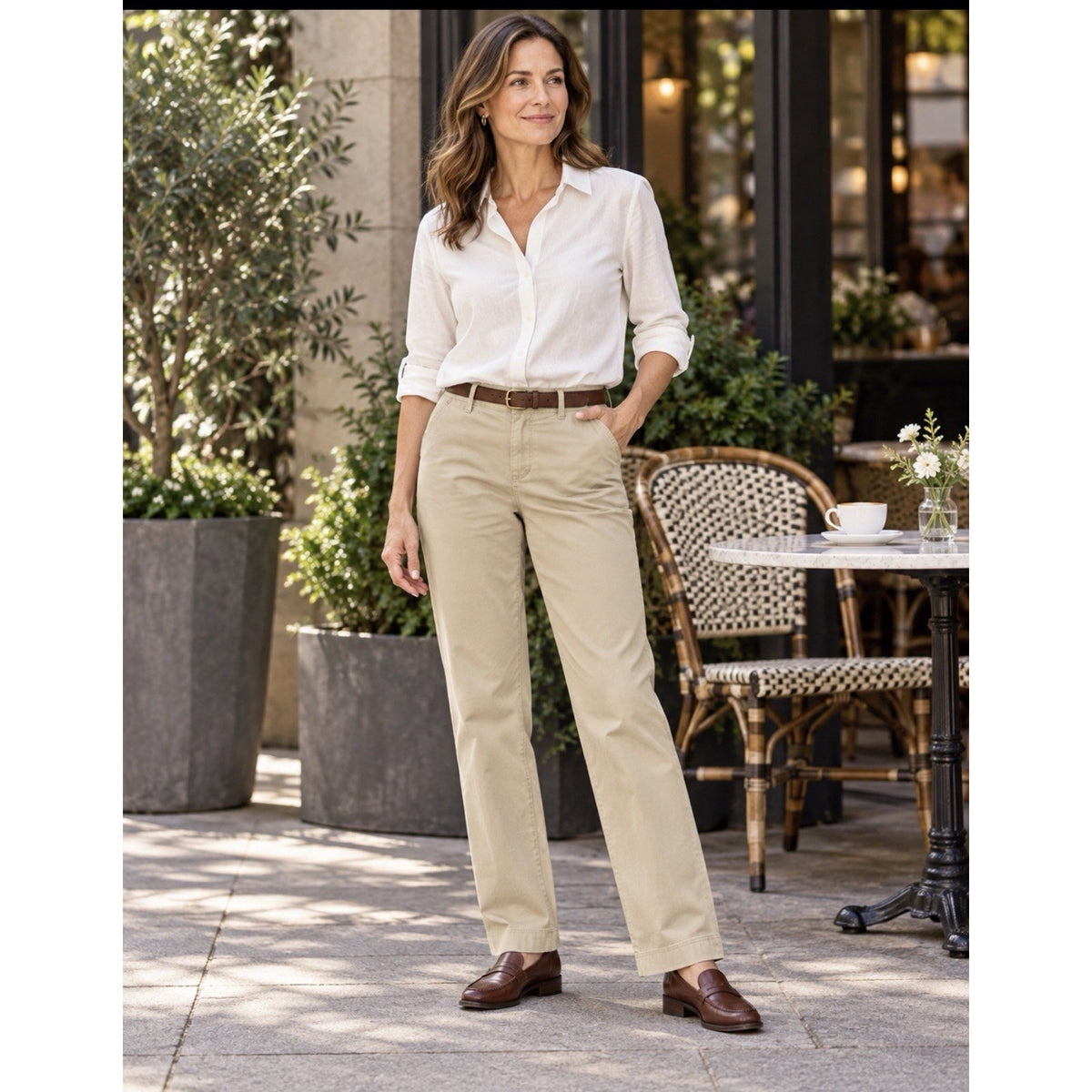 Orvis Women’s Size 10 Khaki Cotton Stretch Straight Leg Chino Pants