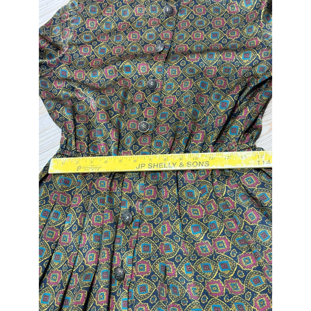 Vtg 90s Talbots Silky Satin Pleated Tailored Secretary Midi Day Dress Women’s 8