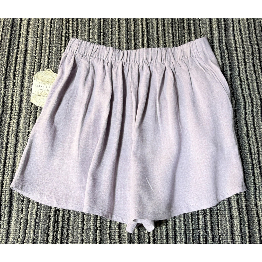 NWT Altar'd State Pleated Linen Blend Shorts Lavender, Women's Size S Made USA