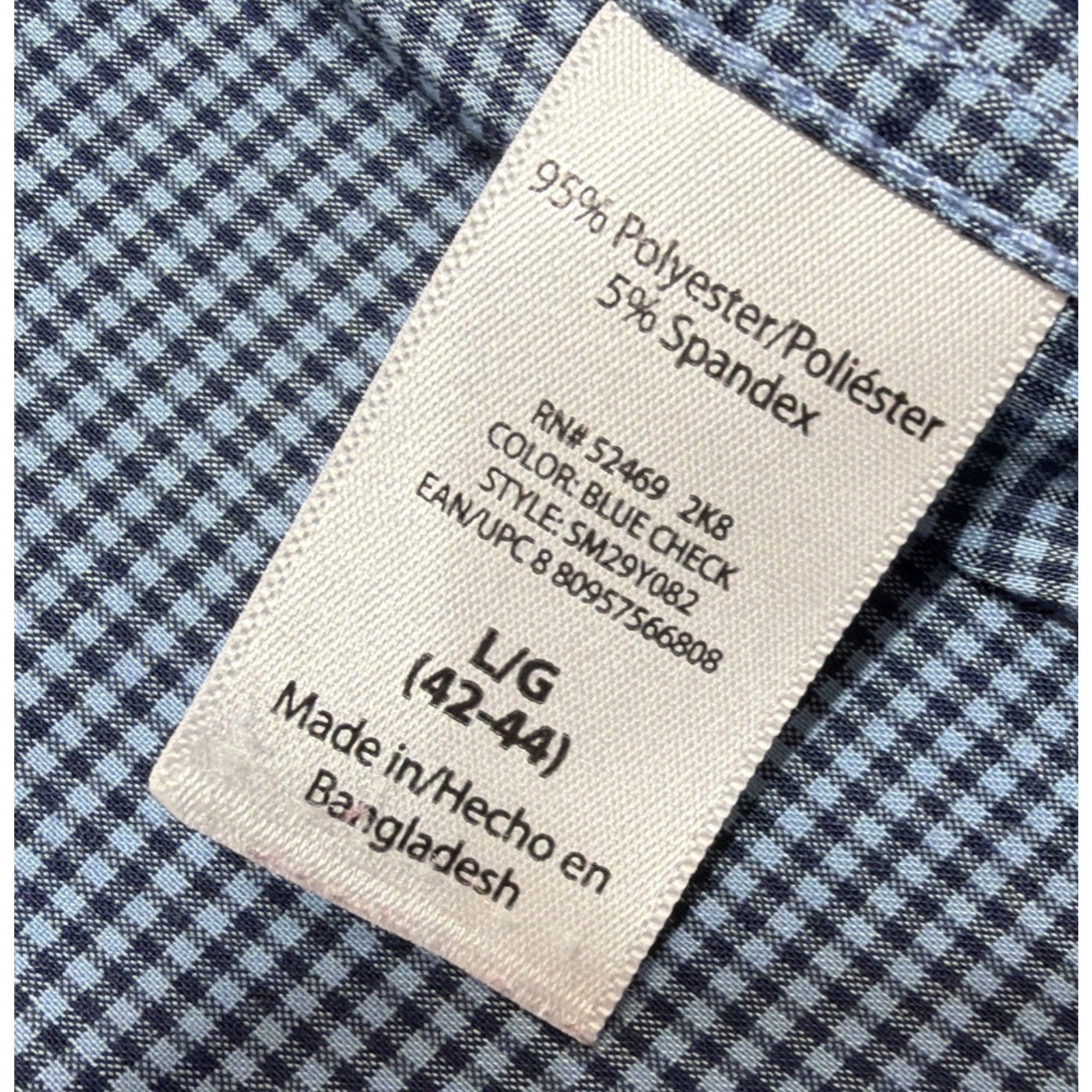 Swiss Tech Mens Snap Up Long Sleeve Shirt Blue Size Large Blue Check Pattern