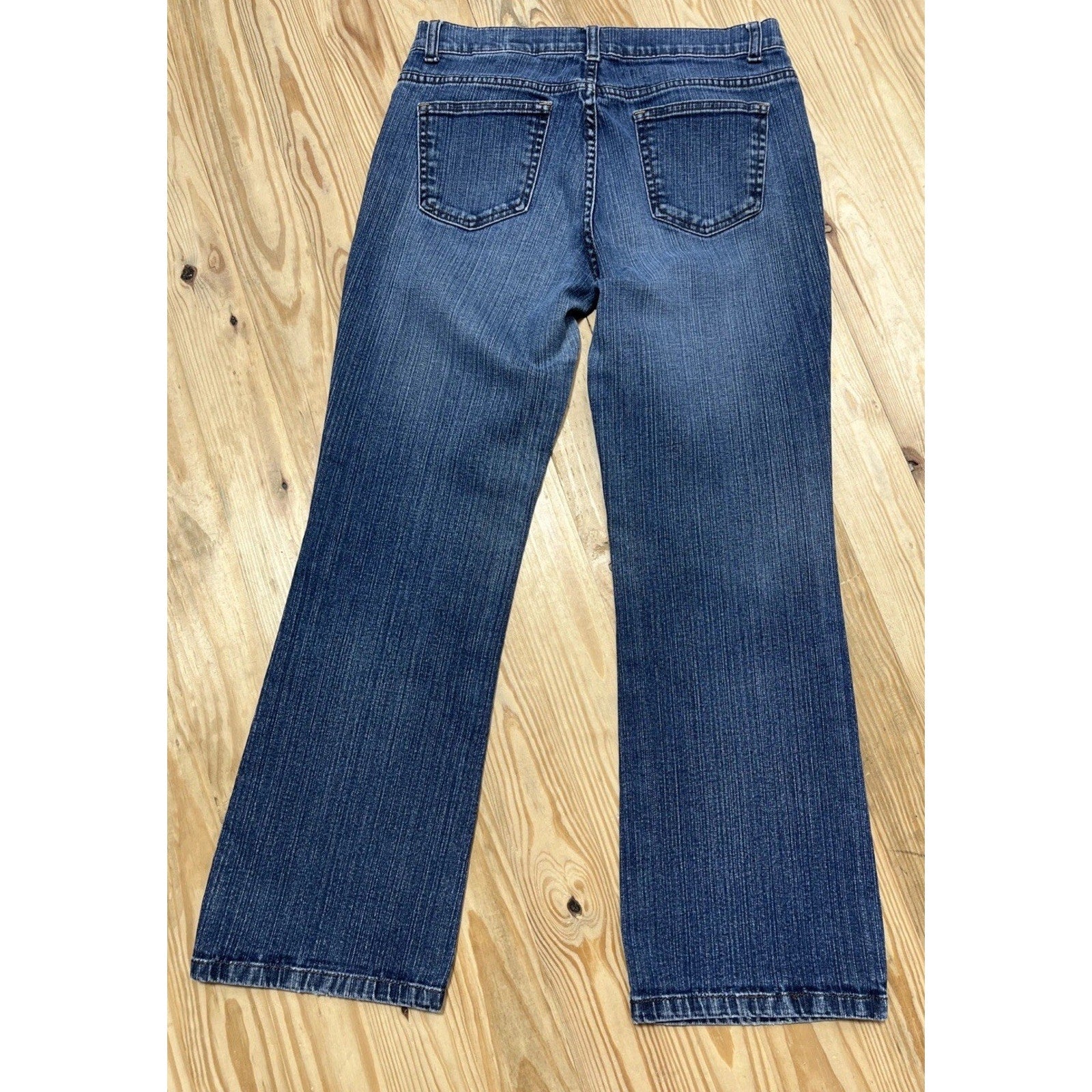 DKNY Pants Women 8 P Blue Denim Jeans Flared Soho Low Rise Cotton Blend 30x28