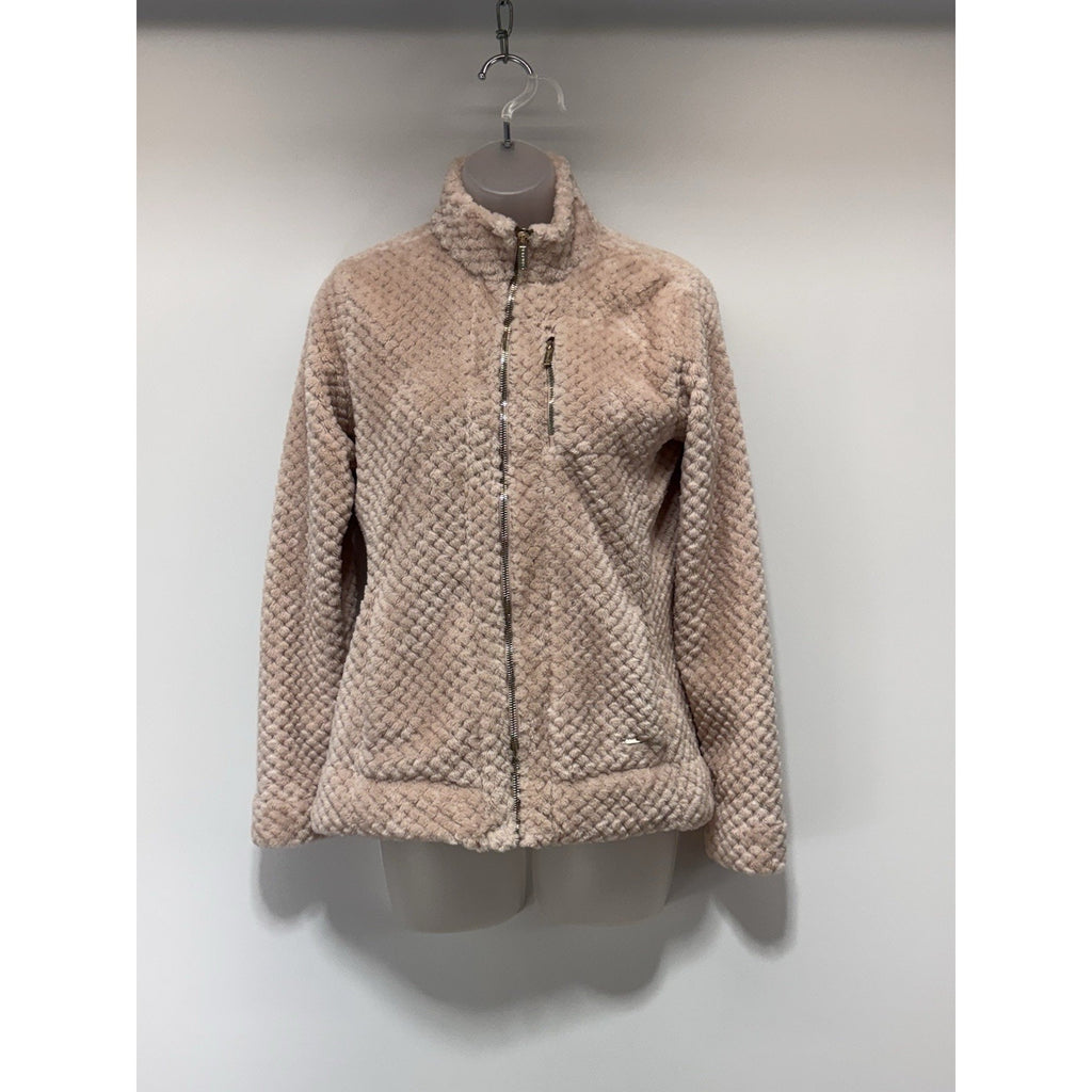 Calvin Klein Pink Plush Gold Zippers Jacket Women’s Size X-Small