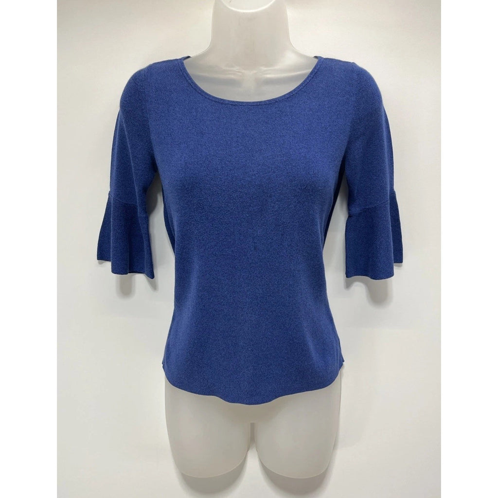 Talbots Women’s S 65% Cotton Dark Blue Ruffle Sleeve Knit Top XS