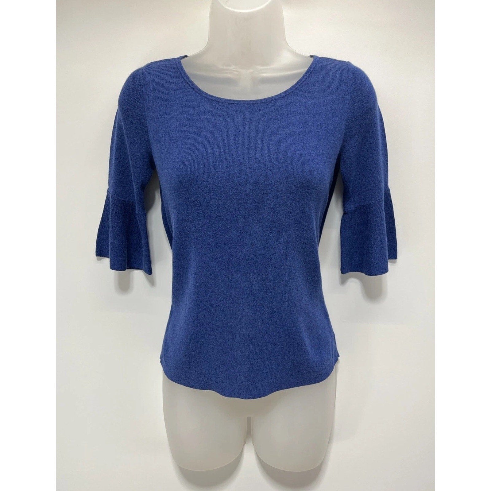 Talbots Women’s S 65% Cotton Dark Blue Ruffle Sleeve Knit Top XS