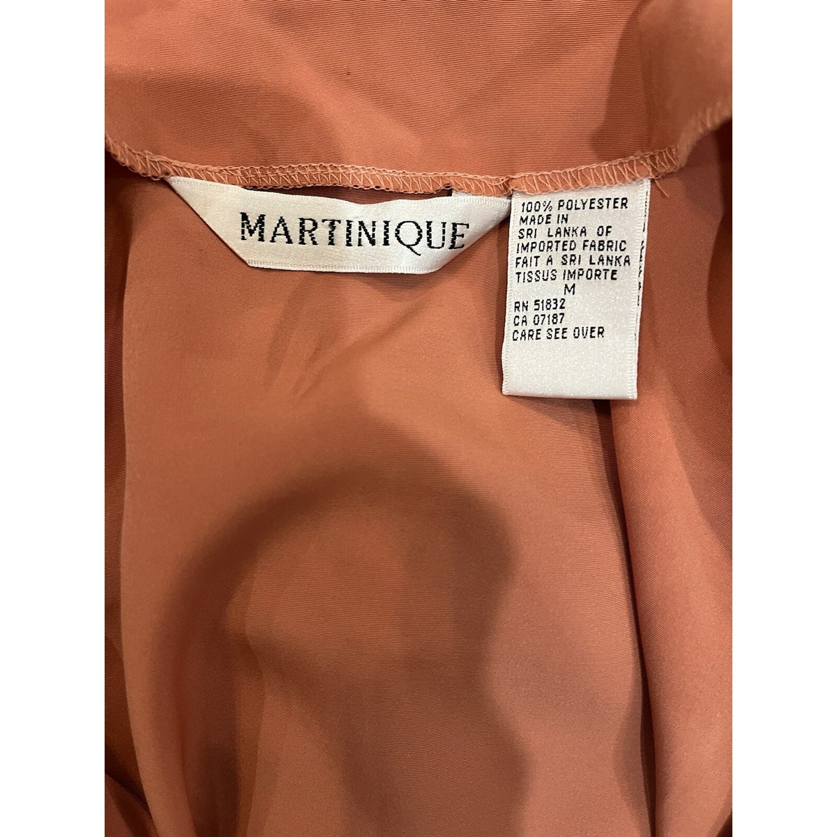 Martinique women's Peach Orange sleeveless Tie Front Sleeveless Blouse Women's M