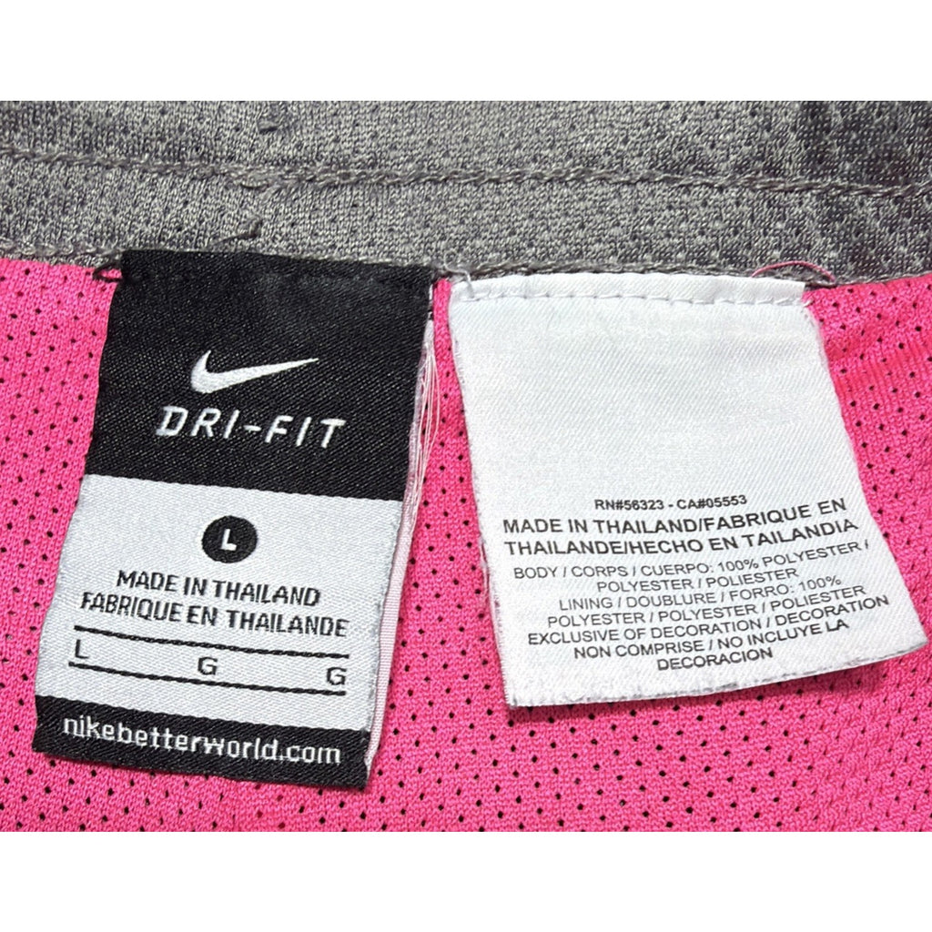 NIKE Dri-Fit Women's Sz L Black Gray Pink Swoosh Athletic Gym Shorts 613591-014