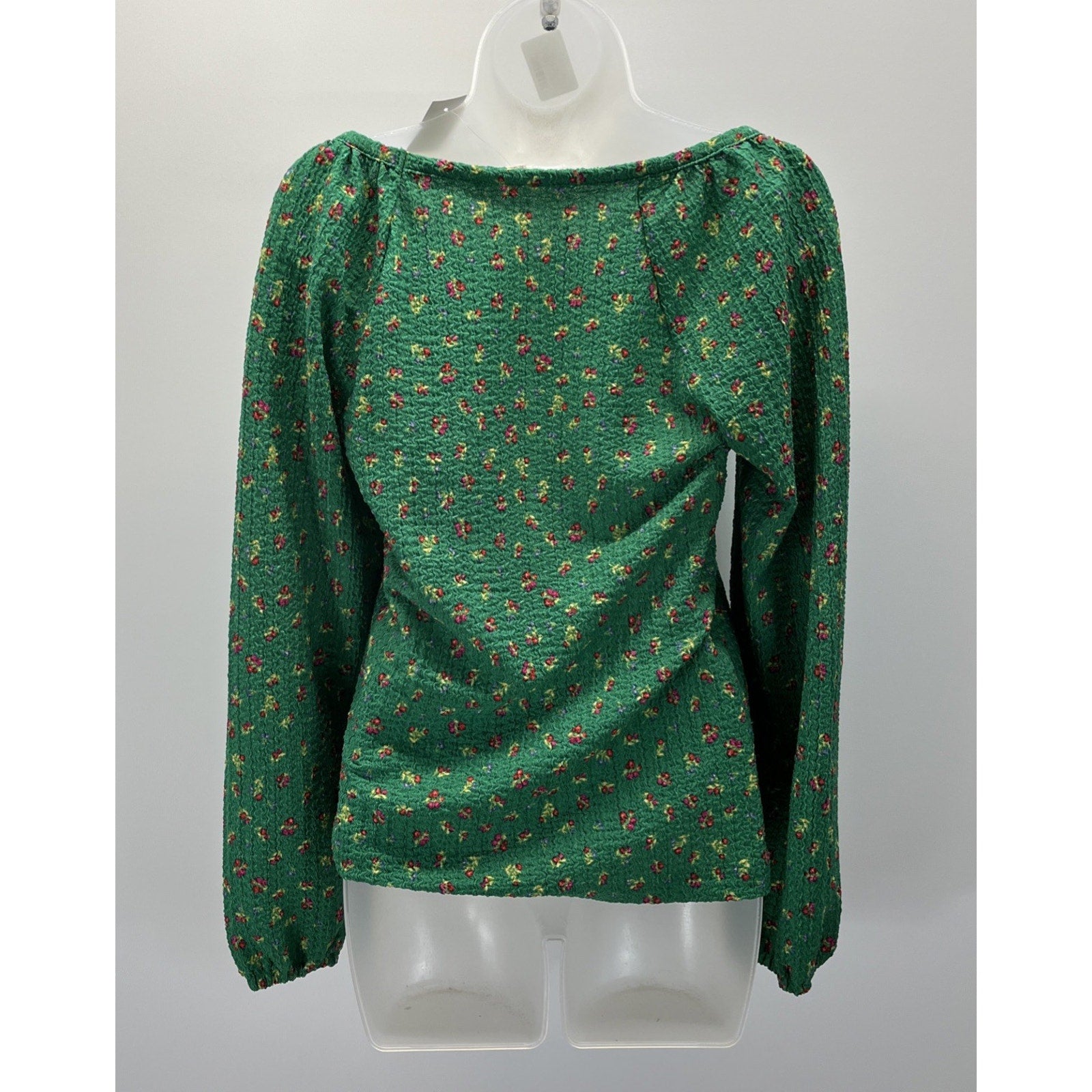 NWT Loft Floral Draped Long Sleeve Top - Green - Size XS