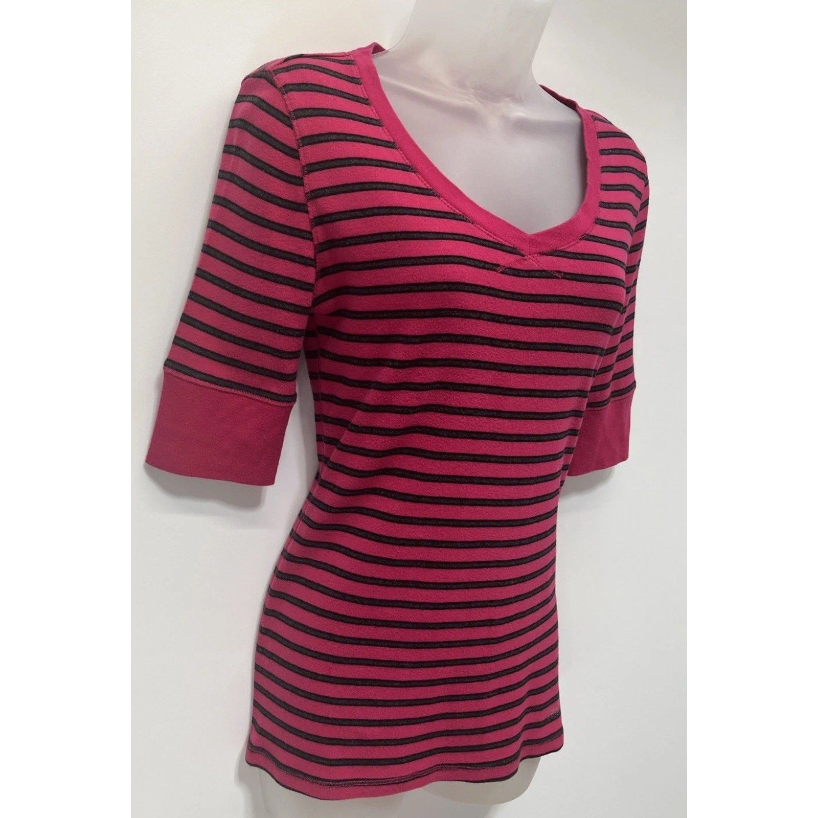 Calvin Klein Performance Women's Quick Dry Pink & Black Striped Top Medium
