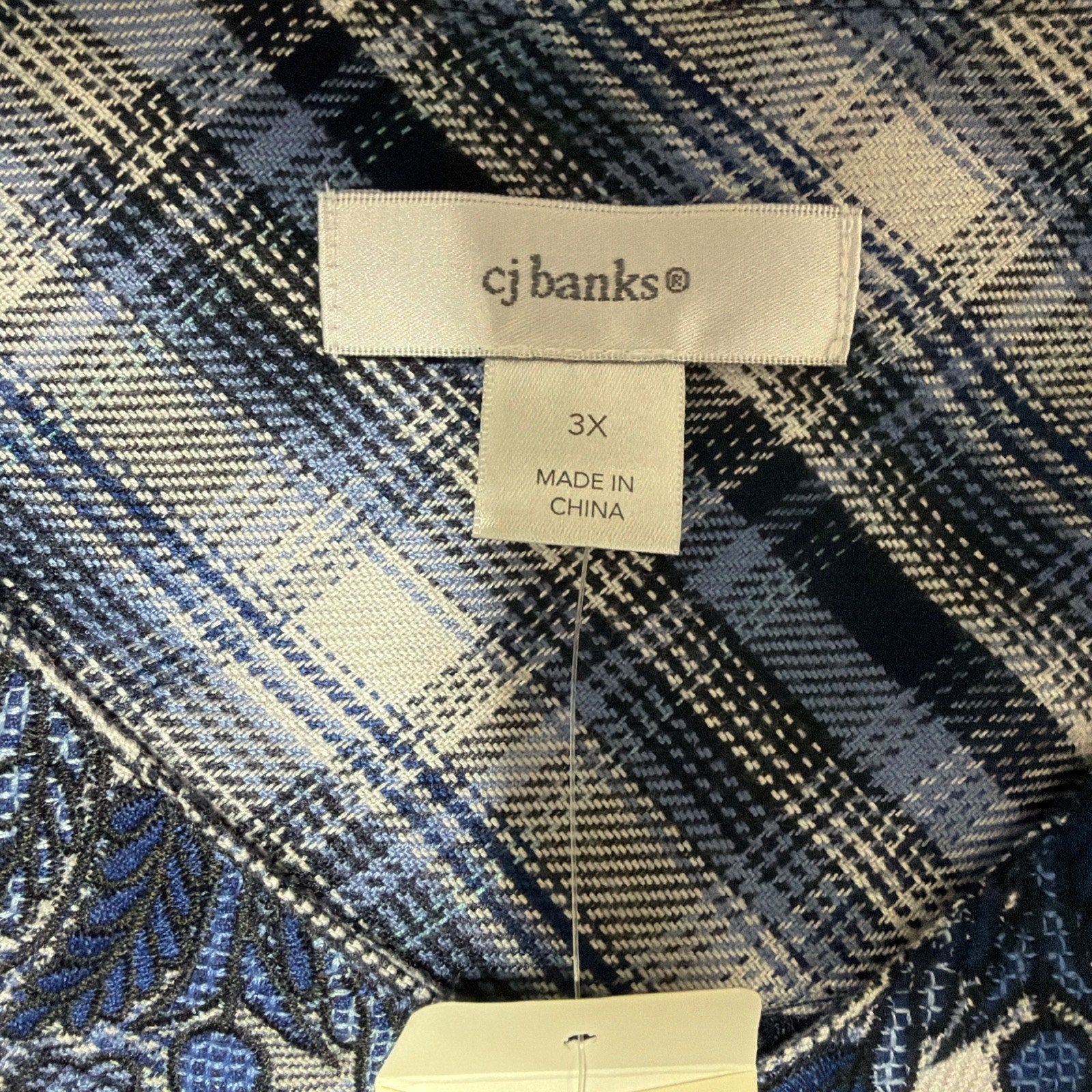 Christopher & Banks Womens Tunic Blouse Top Blue Embroidered V Neck Plus 3X NWT