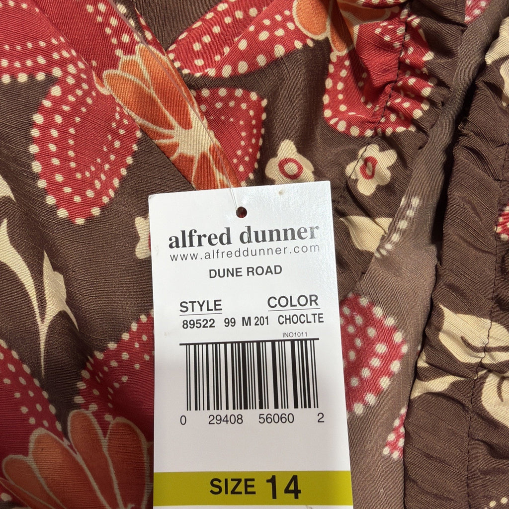 Alfred Dunner Womens Brown Floral Long Modesty Below the Knee Skirt Size 14 NWT