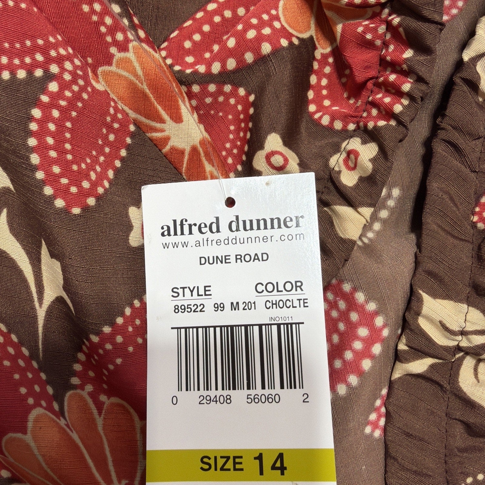 Alfred Dunner Womens Brown Floral Long Modesty Below the Knee Skirt Size 14 NWT