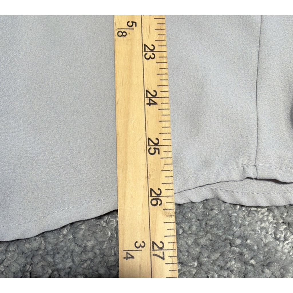 Banana Republic Gray Tie Neck Long Sleeve Sheer Top Women Sz L Minimalist