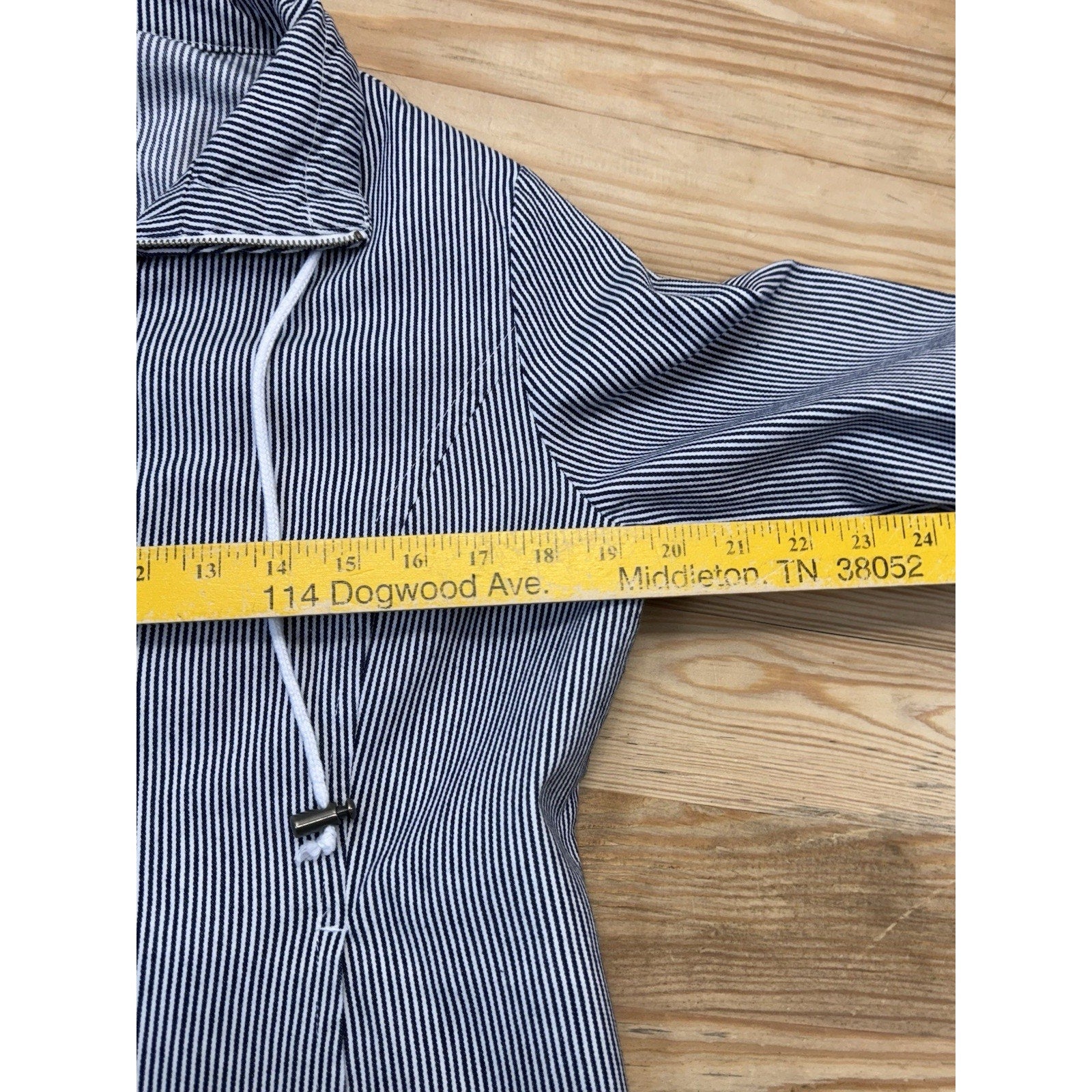 AMI Jacket Lightweight Jacket Black White Striped Zip Roll Tab Sleeve Women’s L