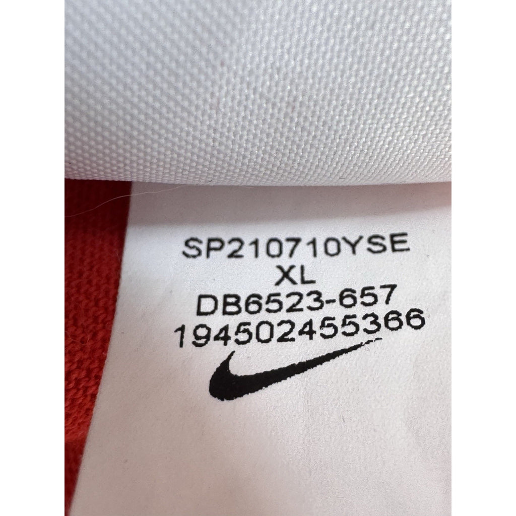 NIKE Classic White Striped Logo Red Cotton Comfort Soft T-Shirt Men’s Size XL