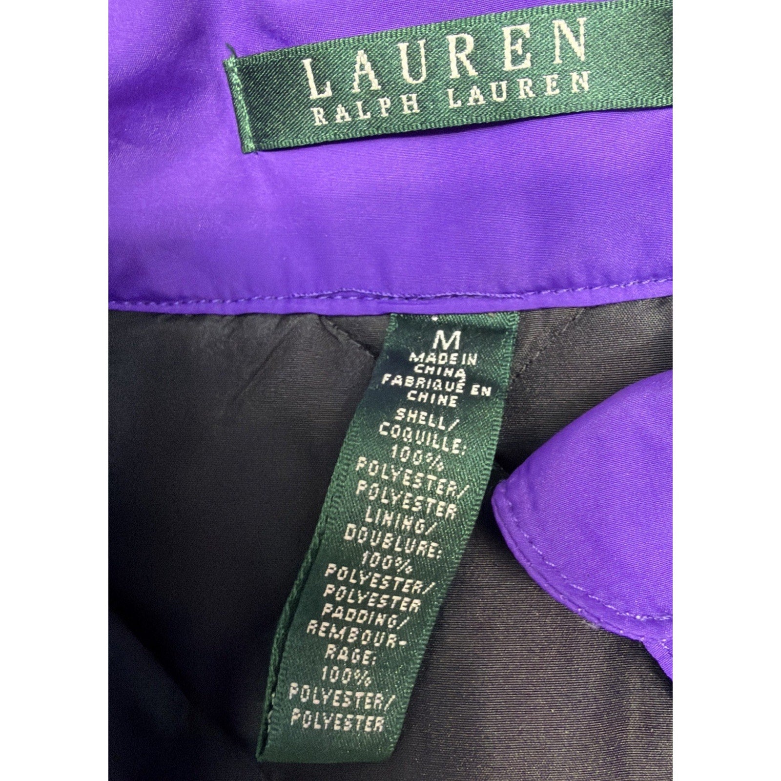 Womens Lauren Ralph Lauren Purple Quilted Vest Full Zip Size M Outdoor Causal