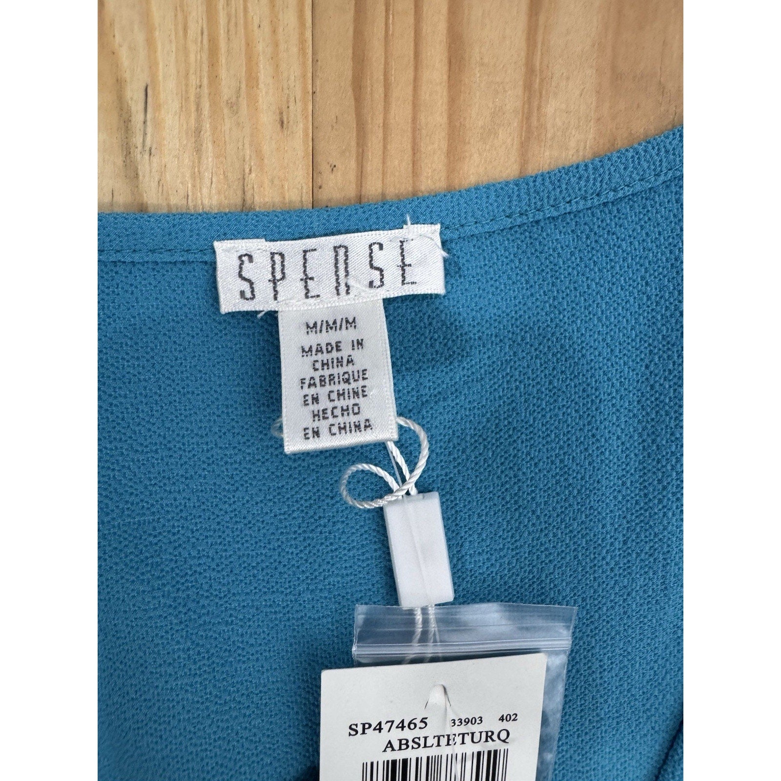 Spense Women’s M Aquamarine W/Black Buttons Tank Tunic Blouse