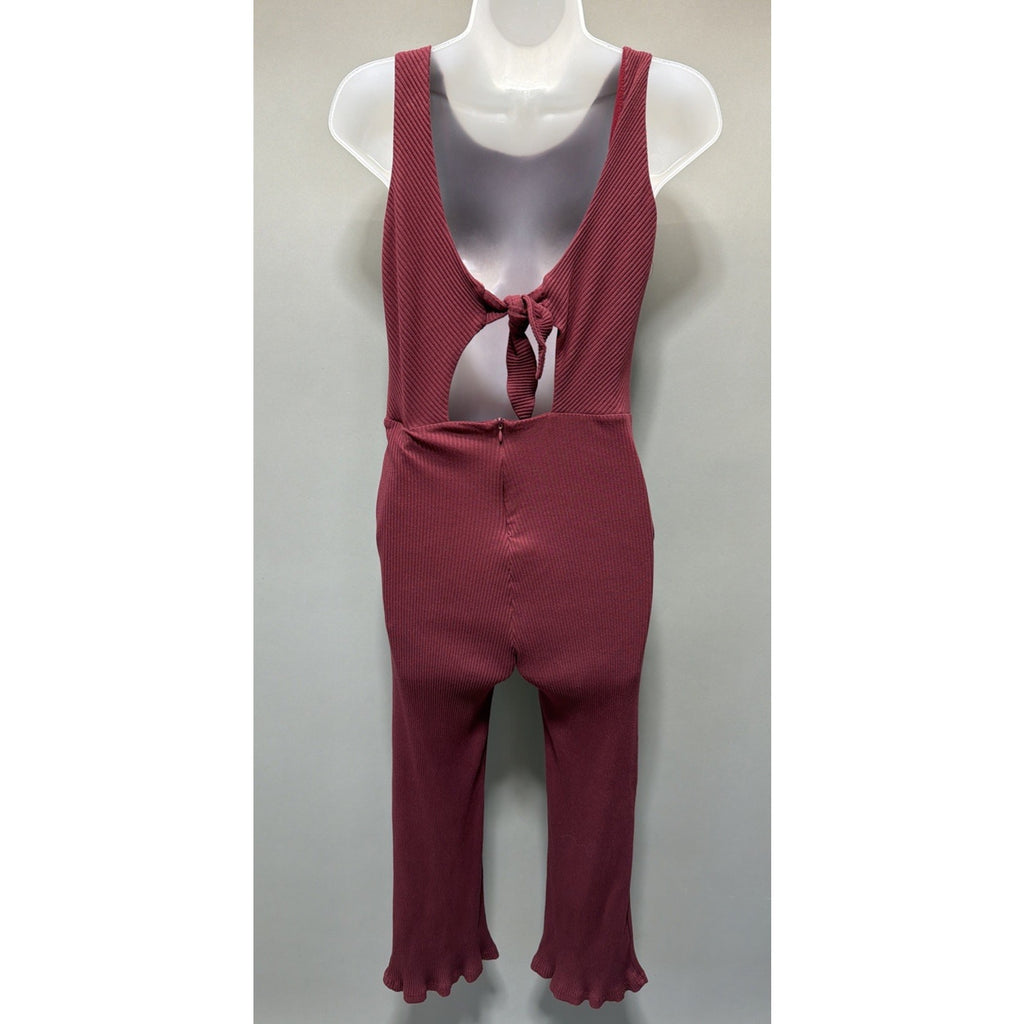 LISTICLE BOUTIQUE Bodycon Lined Ribbed Knit Open-back Jumpsuit Sz Medium