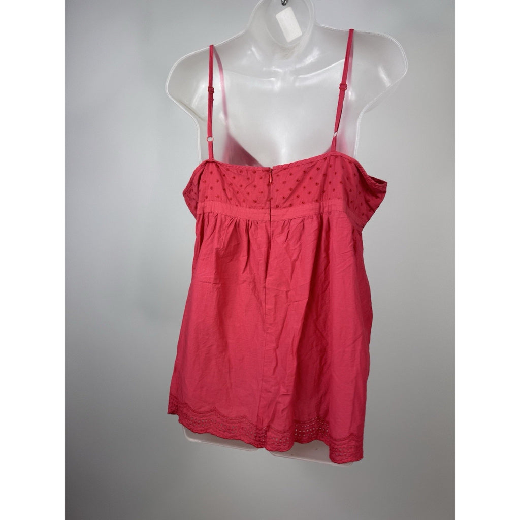 La Redoute Eyelet Pink Tank Blouse FR 46/US 14 Strappy Drawstring