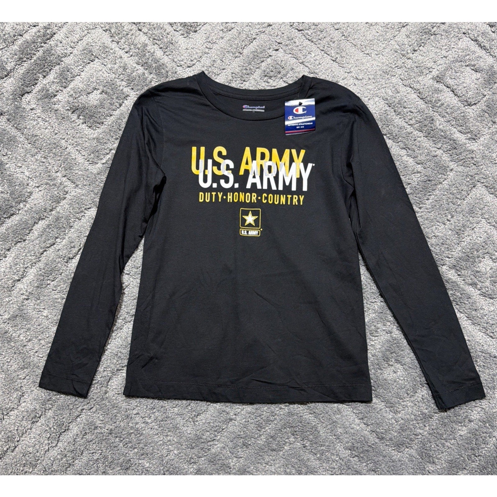 New Champion U.S ARMY Women's Long Sleeve Crew Neck Shirt Black Color. Size M