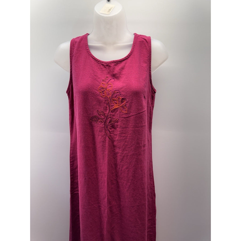 Studio Ease Maxi Dress Fusia Pink Embroidered Floral Sleeveless Women’s Size 6