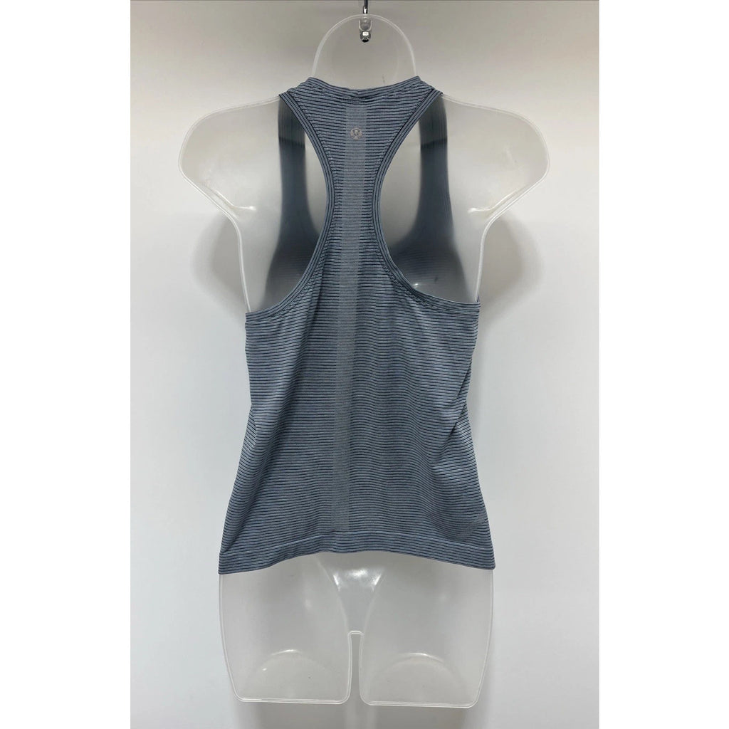 Lululemon Racerback Gray &White Stripe Tank Top Shirt Size 8