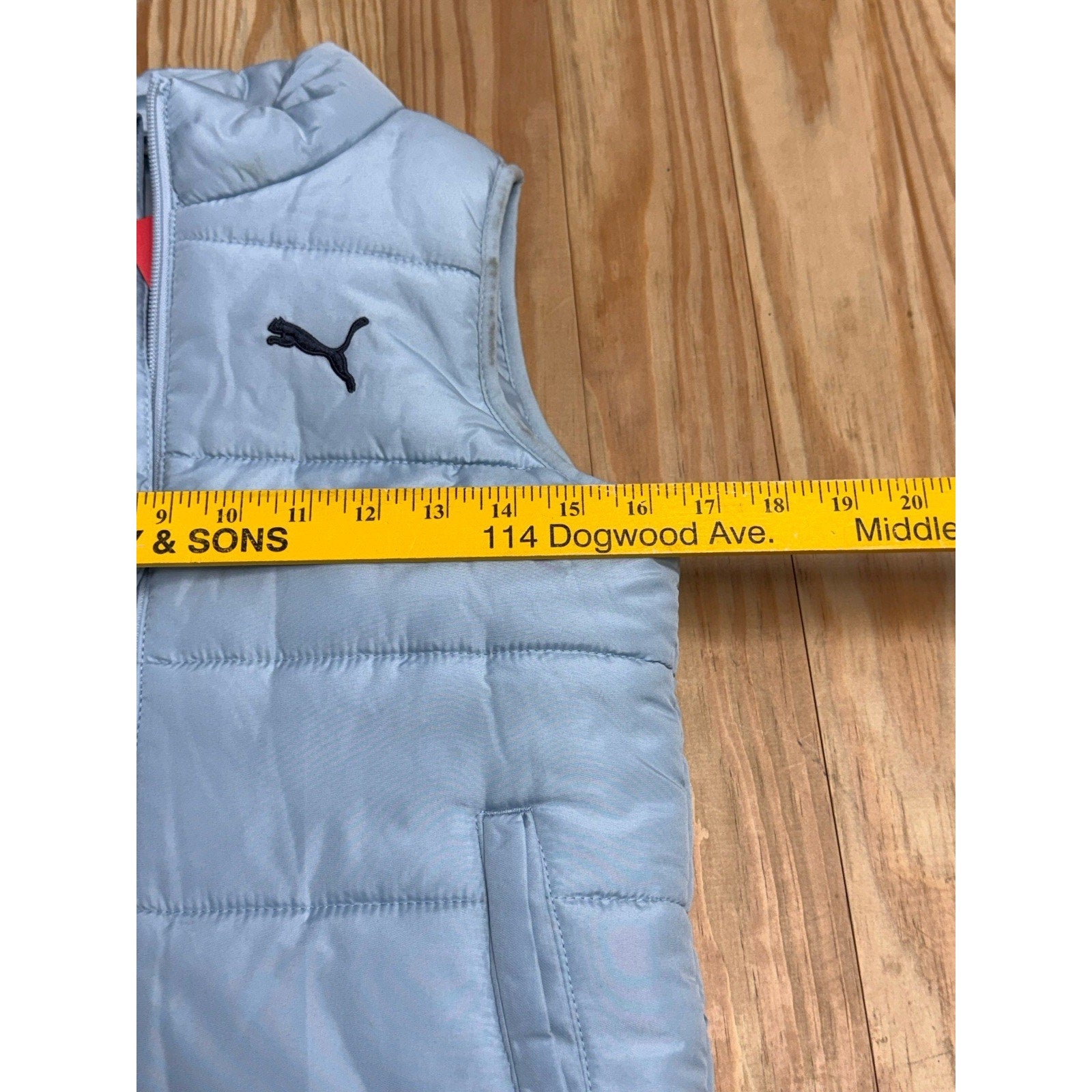 Puma Women’s Light Blue Puffer Vest Front Pockets Size Small New With Tags