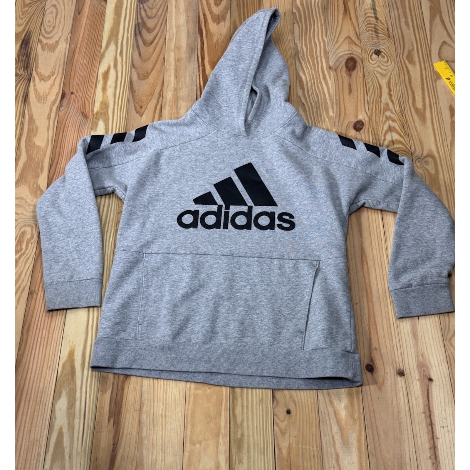 Adidas’s Youth Tech Fleece Grey Black Logo Hoodie Size X-Large 18/20 Pullover
