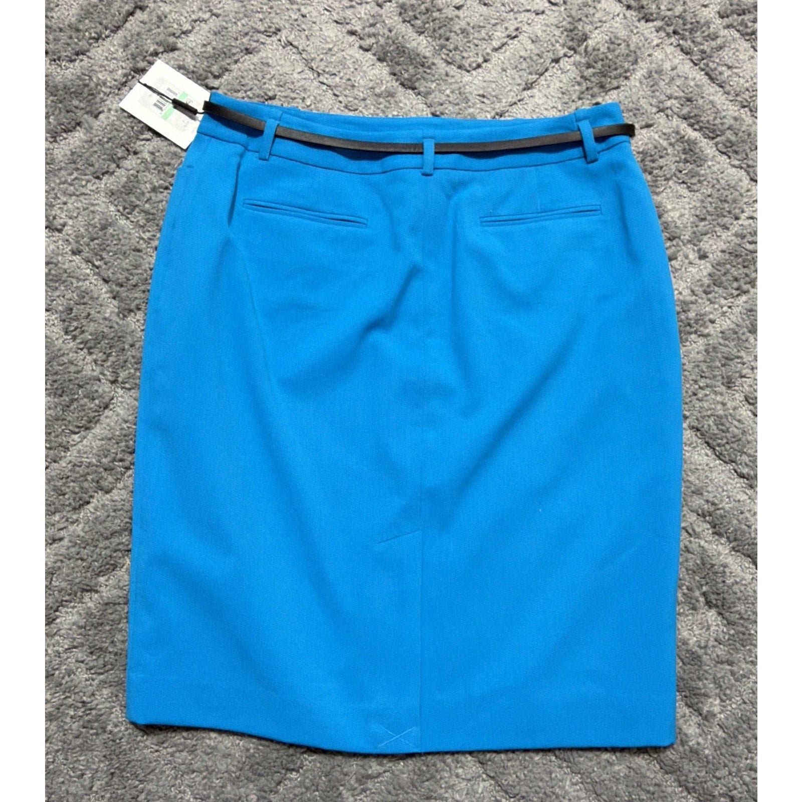 Calvin Klein Skirt Womens size 8 Petite Blue Straight Lined Stretch Career New