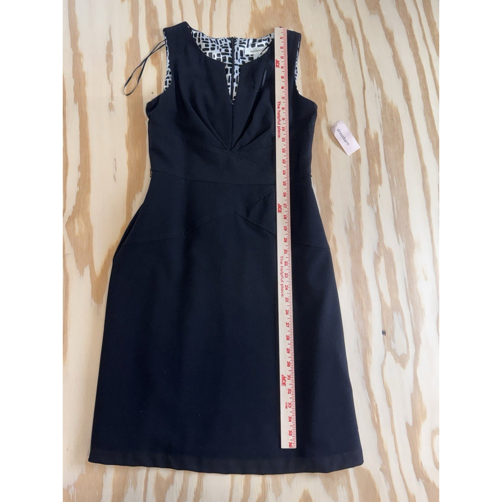 Dressbarn Black Fit & Flare Dress Womens 4 Sleeveless Keyhole Twist Waist NWT