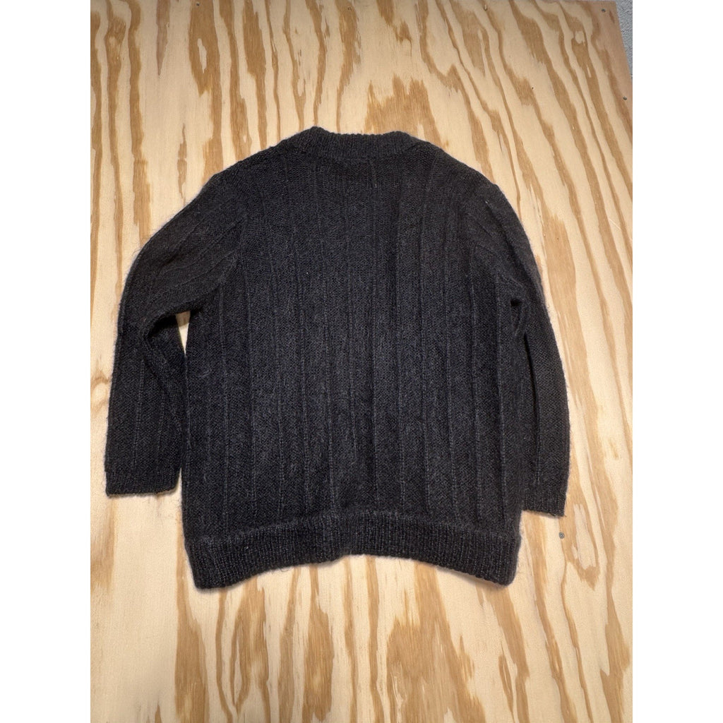 Amari Womens 14/16 Black Mohair Blend Open Front Cardigan Fuzzy Knit Sweater