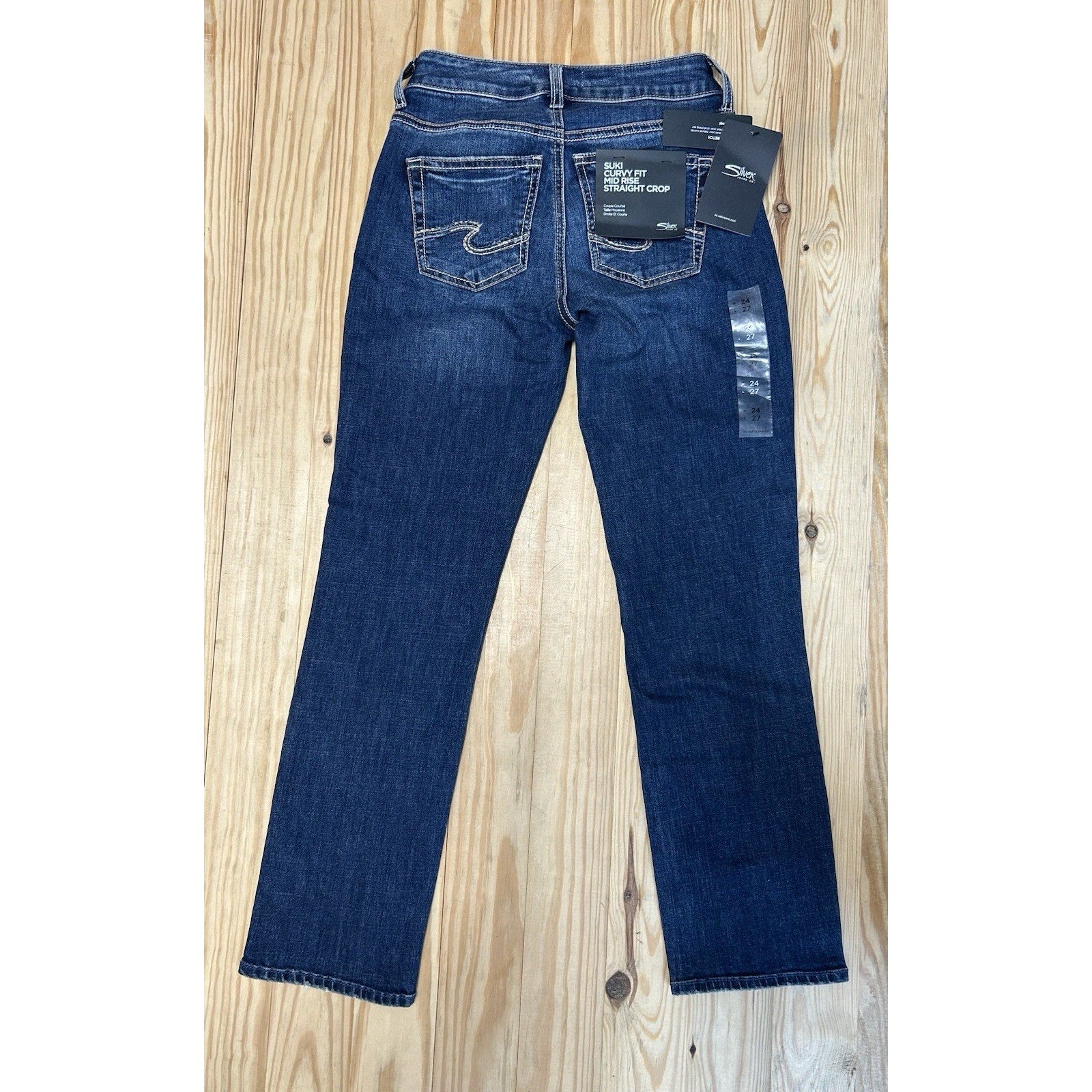 Silver Jeans Suki Mid Rise Straight Leg Jeans Medium Wash size 24x27 New W Tags.