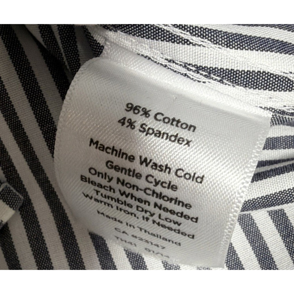 Talbots Wrinkle Resistant Striped Gray White Button Up Shirt 8 Career Preppy