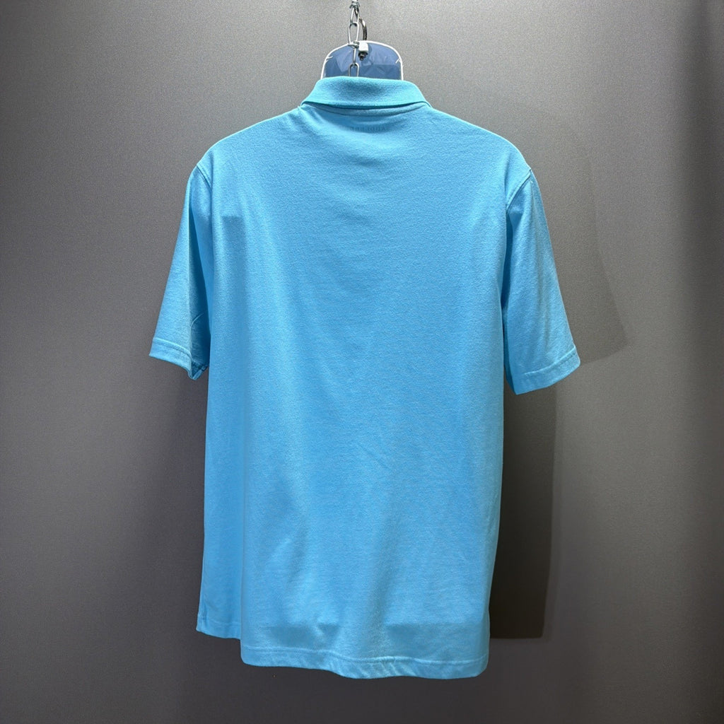 Men's Short Sleeve Polo Shirt Saddlebred Blue Size M Preppy Casual