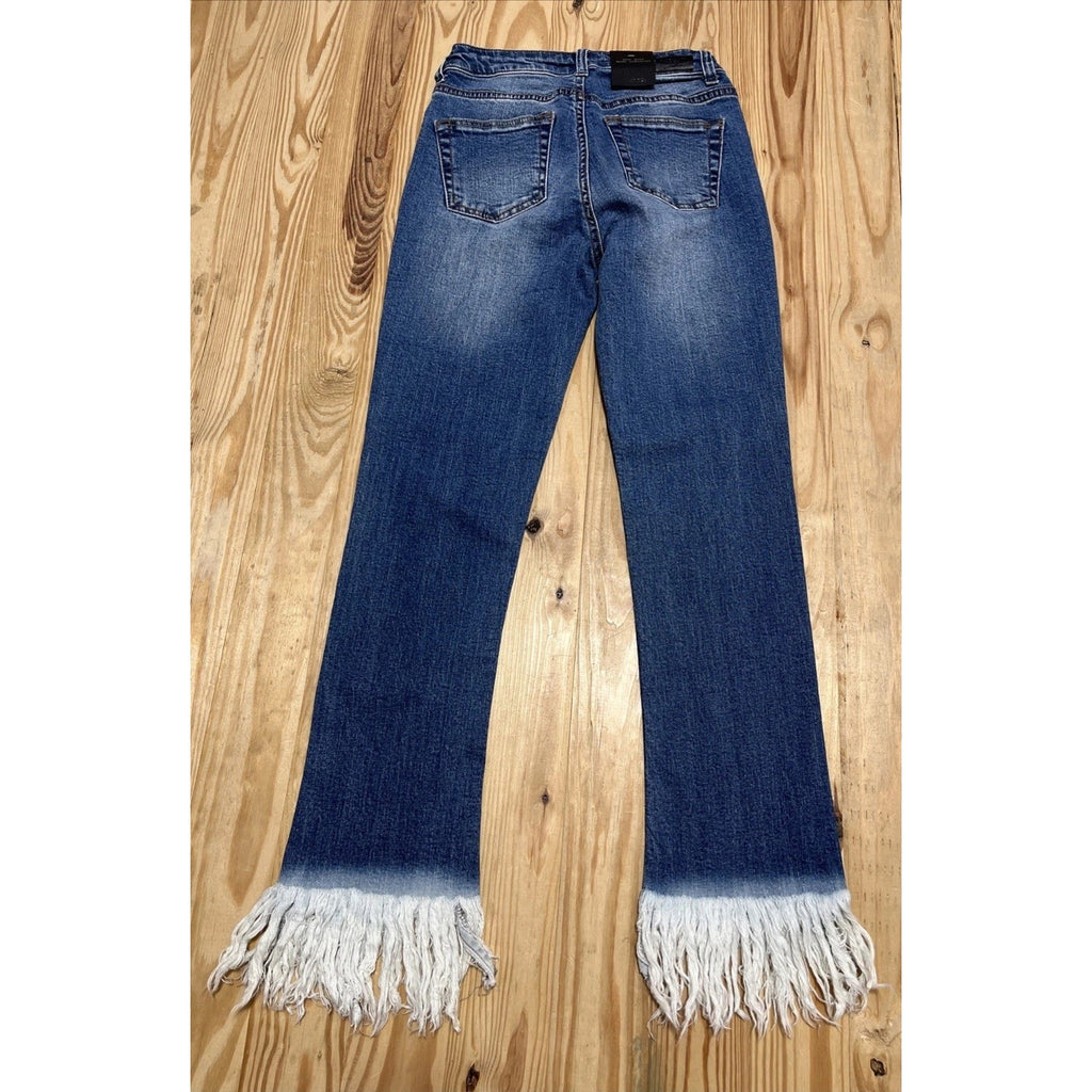 C'est Toi Black Label Womens Jeans 3/27 Mid Rise Slim Straight Frayed Hem NWT