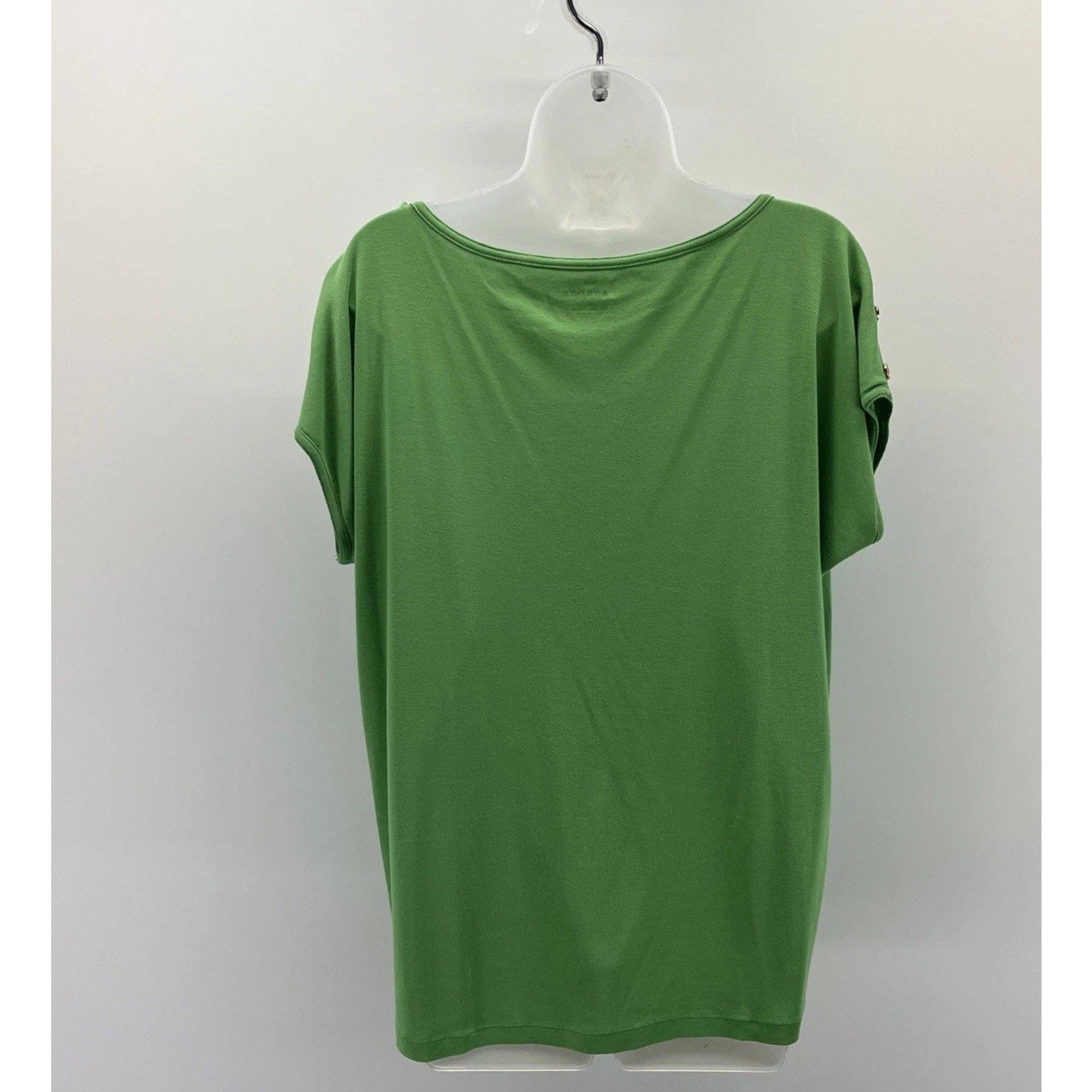 Talbots Women's XL Green Cap Sleeve Button Shoulder Blouse 100% Pima Cotton