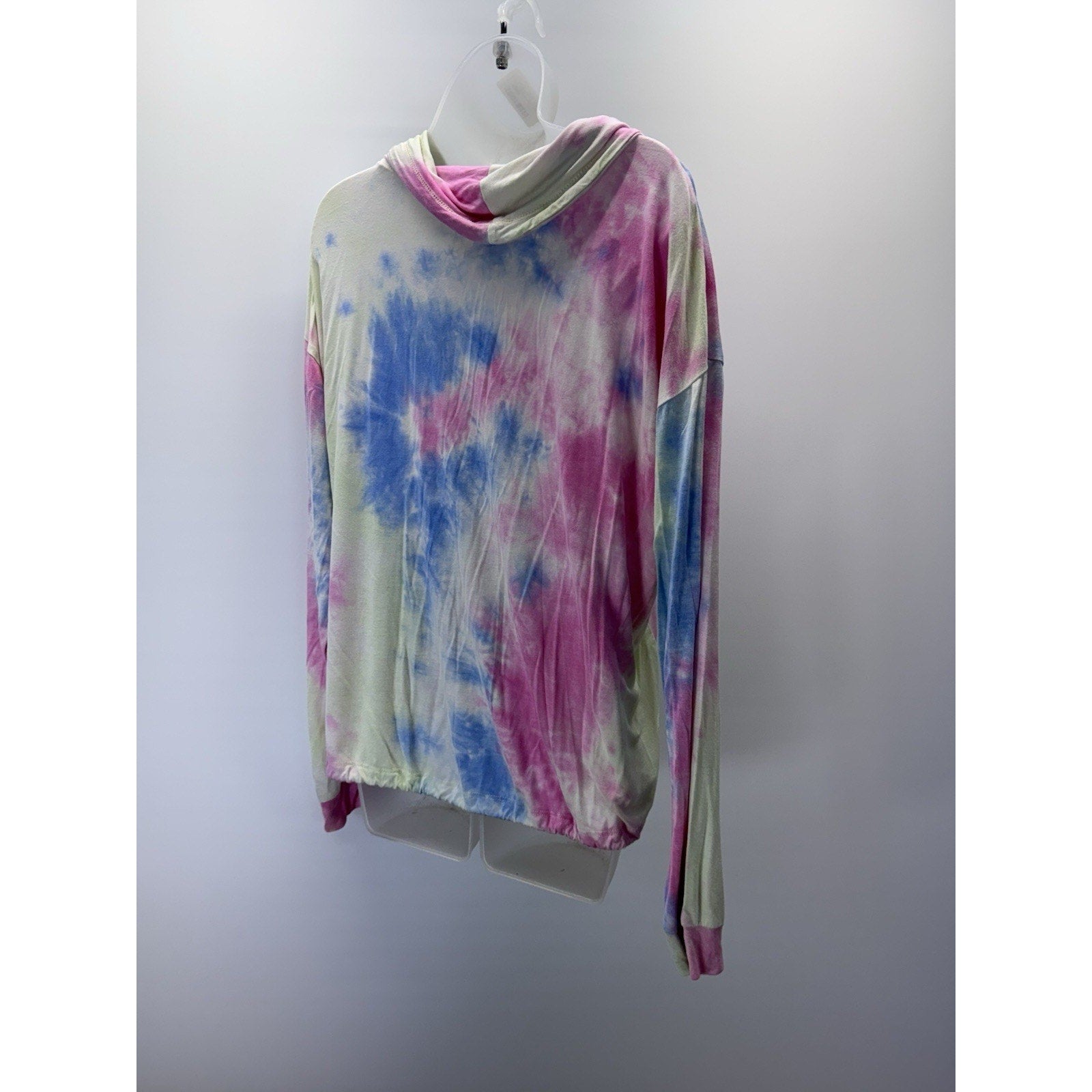 Hem & Thread Women’s Mockneck Sz L Tie-Dyed Pink Green Longsleeve
