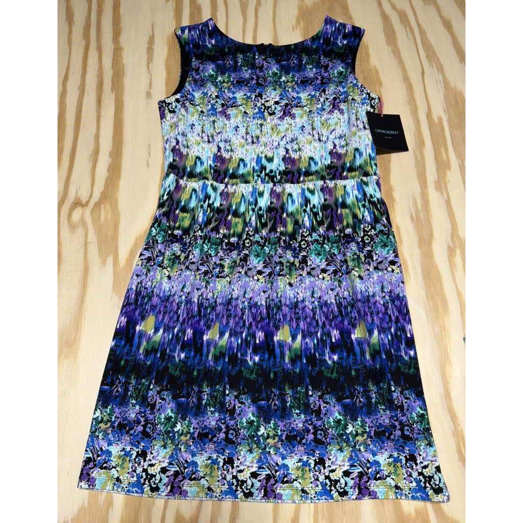 Cynthia Rowley Womens Abstract Watercolor Floral Zip Up Sheath Dress Size 14 New