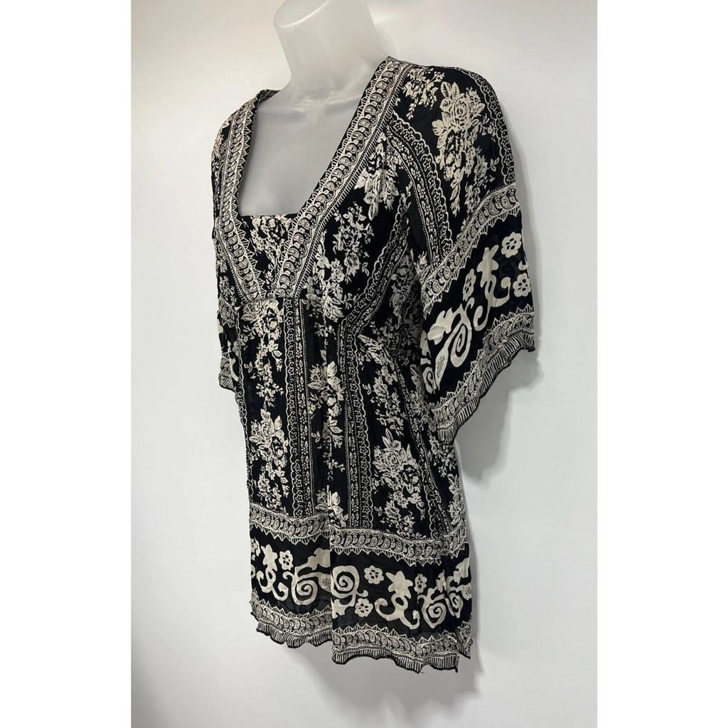 Angie Womens Boho Rayon Top S Floral Hippie Dress