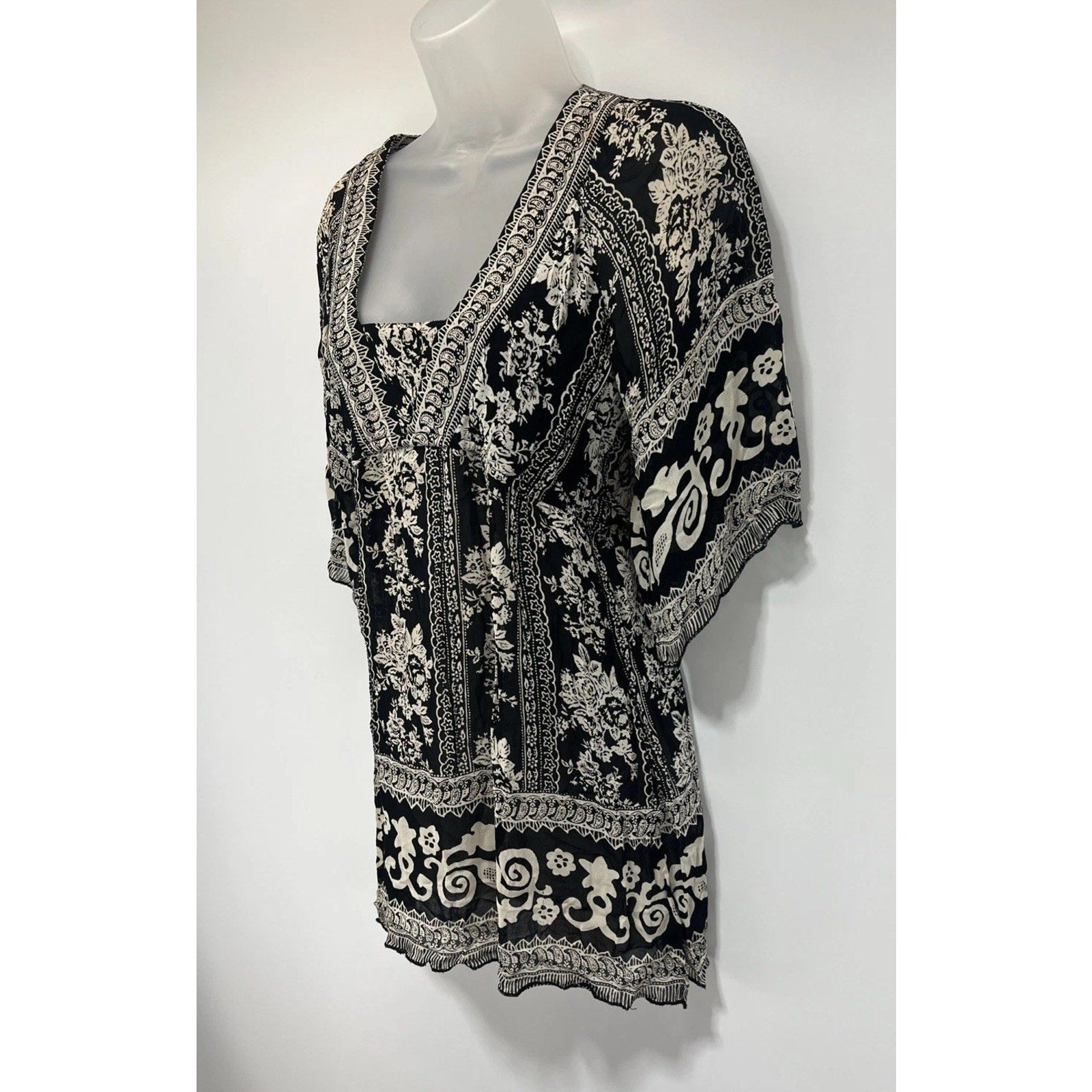 Angie Womens Boho Rayon Top S Floral Hippie Dress