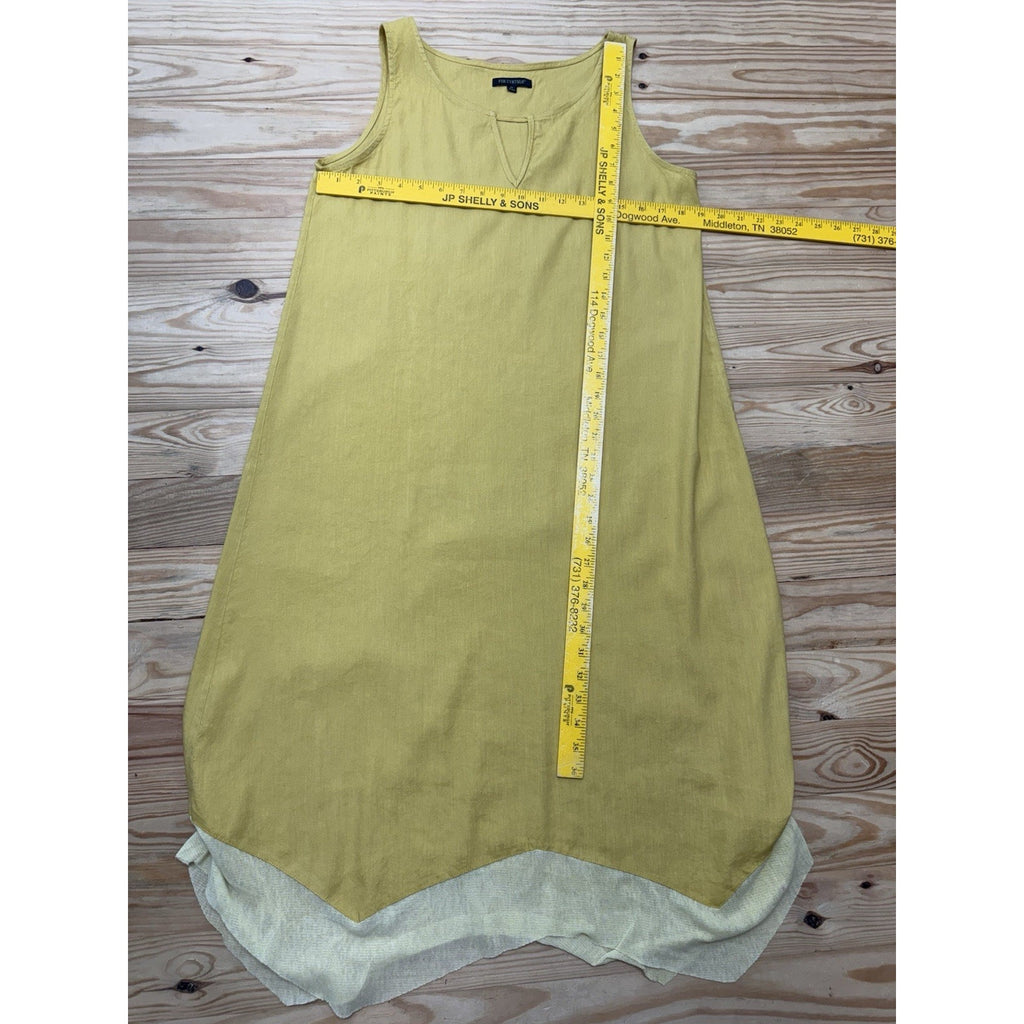 For Cynthia (Rowley) Linen Blend Mustard Women's Asymmetrical Dress Size Medium