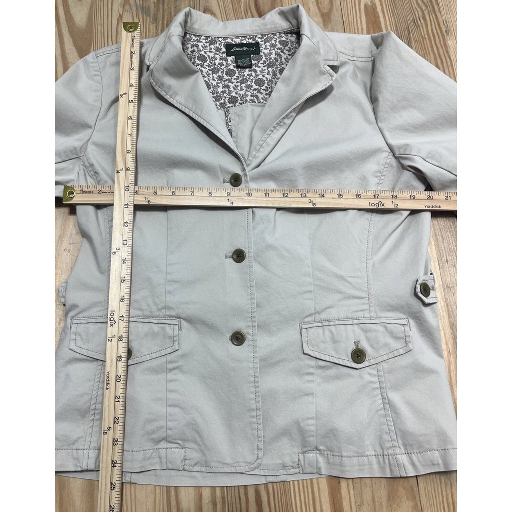 Eddie Bauer Womens Legend Wash 3 Button Jacket Blazer Size 16 Khaki Tan