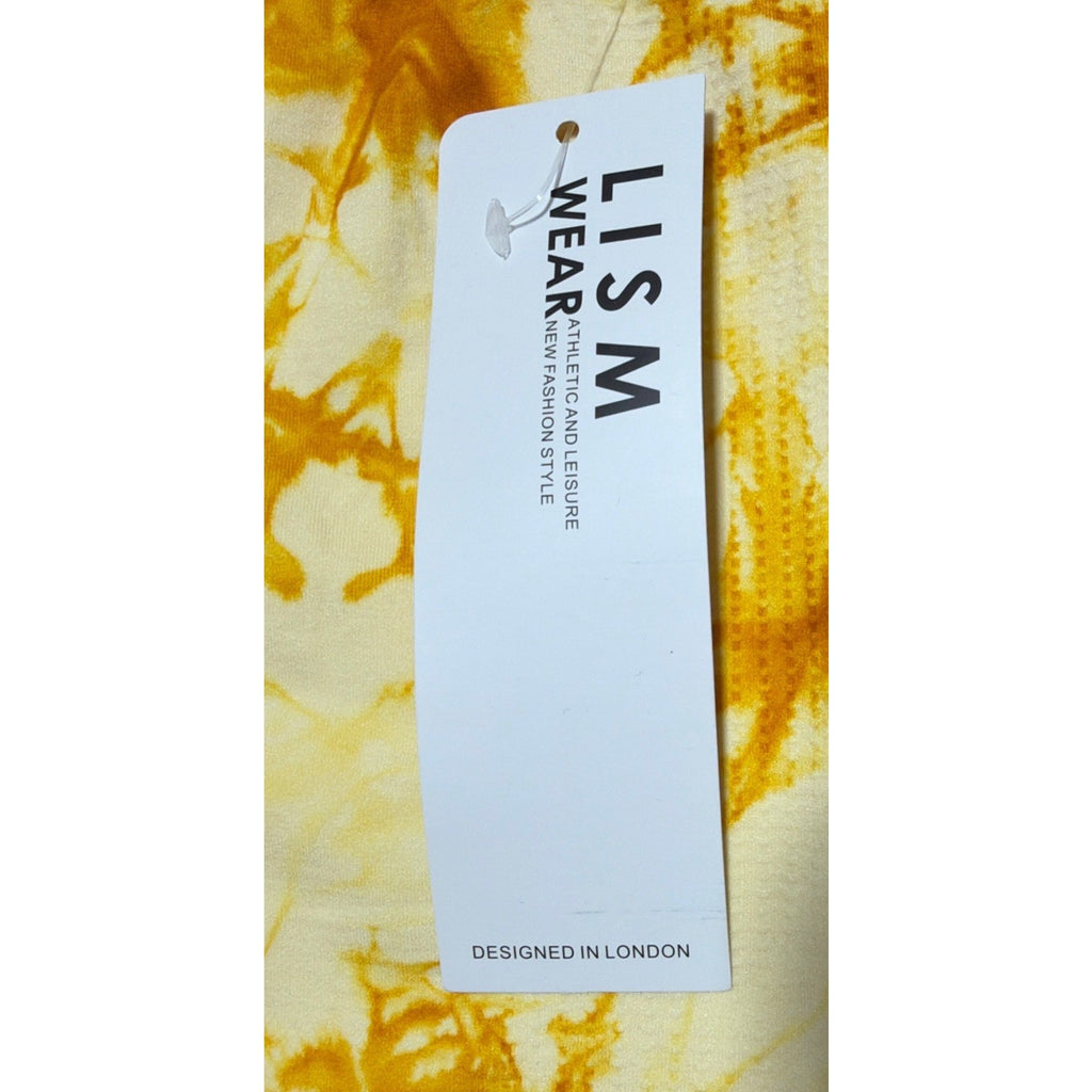 LISM Wear Tie Dye Leggings Women’s Large Yellow Gold High Waist Yoga Pants NWT